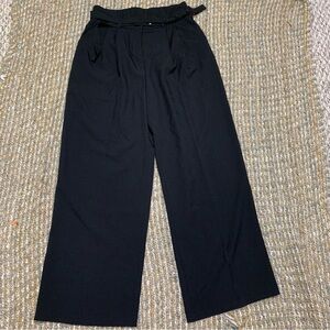 Black Wide-Leg Black Paperbag Waist Pants Effortless Y2K High-waist  Lightweight
